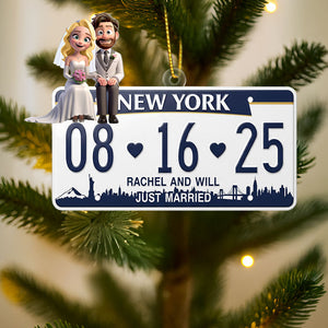 Married Couple License Plate Ornament - Personalized Gifts For Couple 03nati030925-Homacus