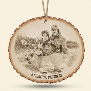Custom Photo Engraved Effect Wood Ornament, Personalized Gifts For Hunting Lovers 02qhti071025-Homacus