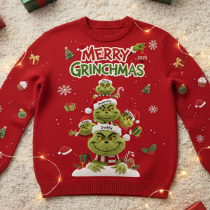 Family Green Monster Knitted Ugly Sweater - Personalized Gifts For Family Christmas Ugly Sweater 01NATI271025-Homacus