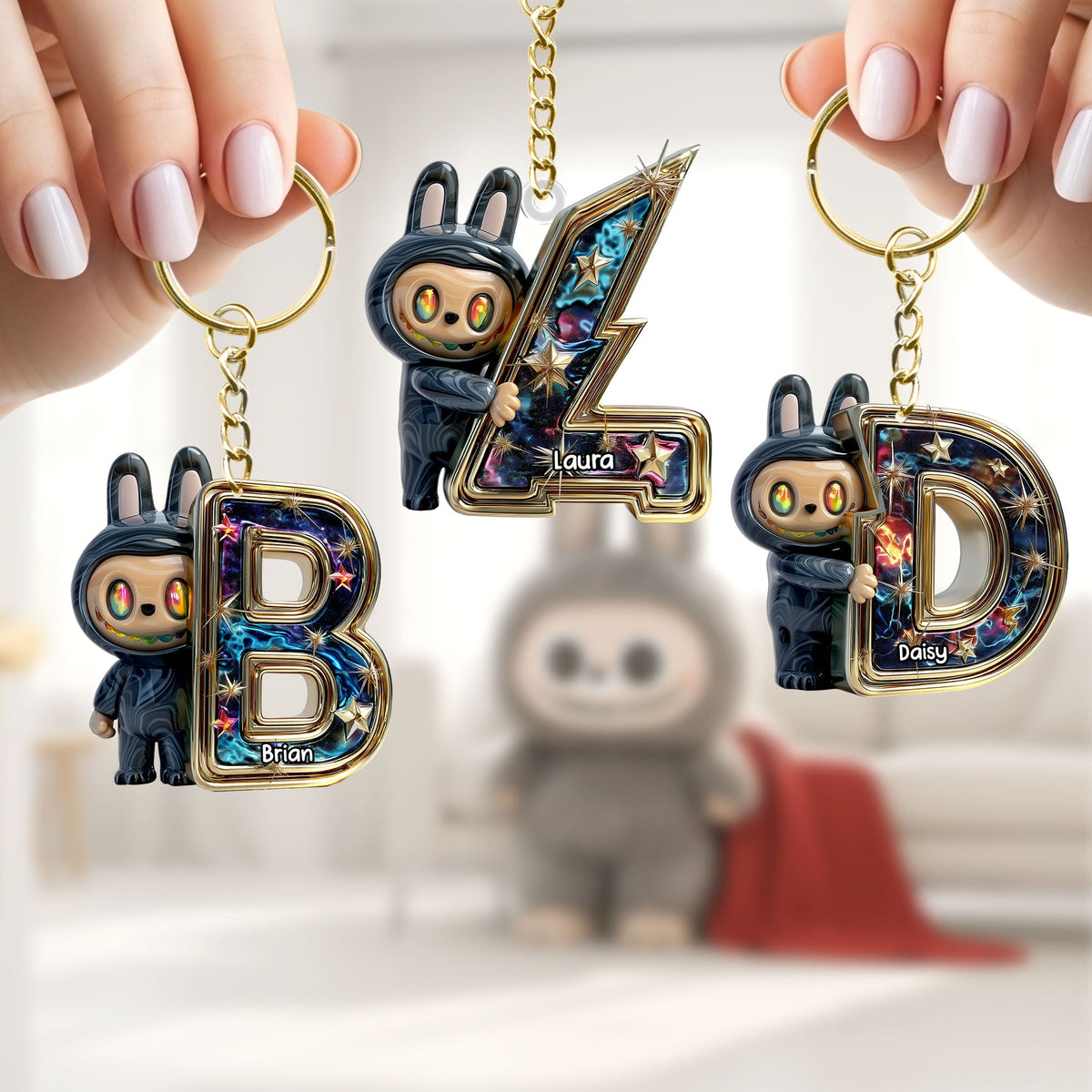 Monster Fans Keychain - Custom Letter Gifts 04tgti200625-Homacus