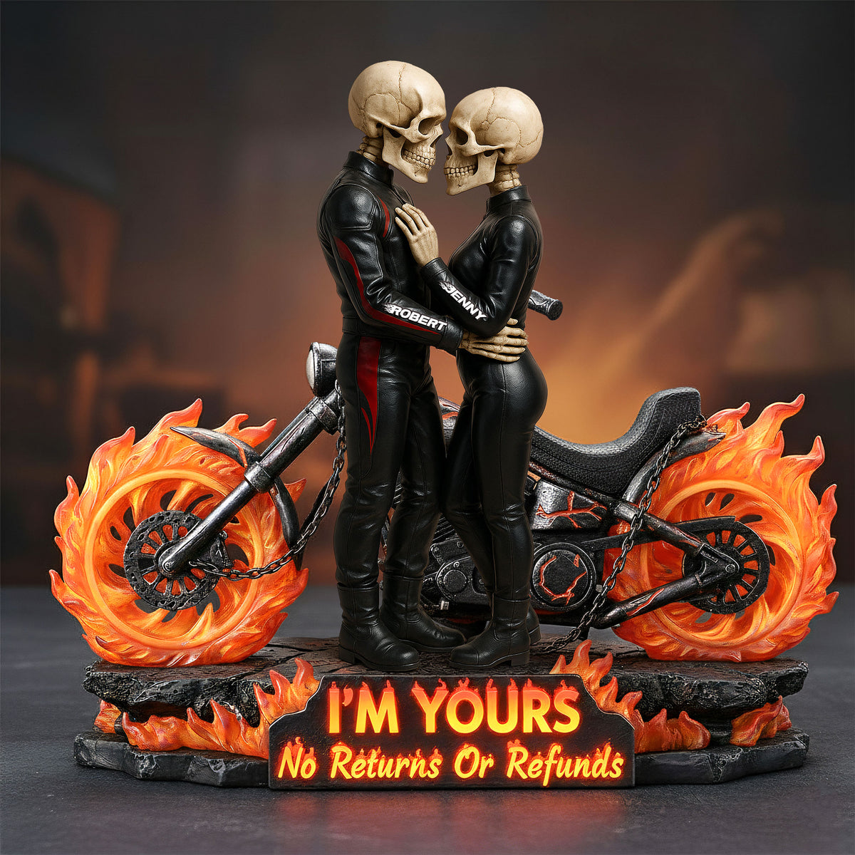 Biker Skeleton Couple Acrylic Plaque - Personalized Gifts For Couples 06toti161225-Homacus
