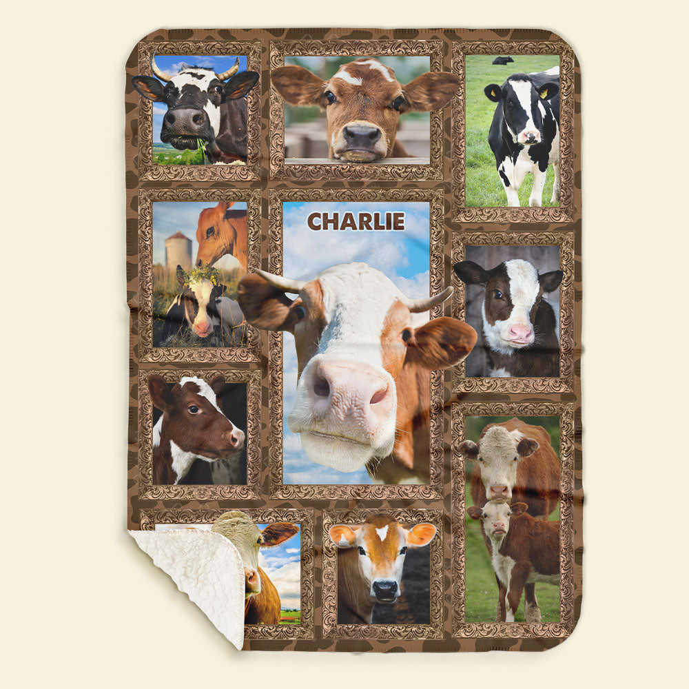 Cute Cattle - Personalized Photos Collage Blanket For Cow Lovers 051qhti311224-Homacus