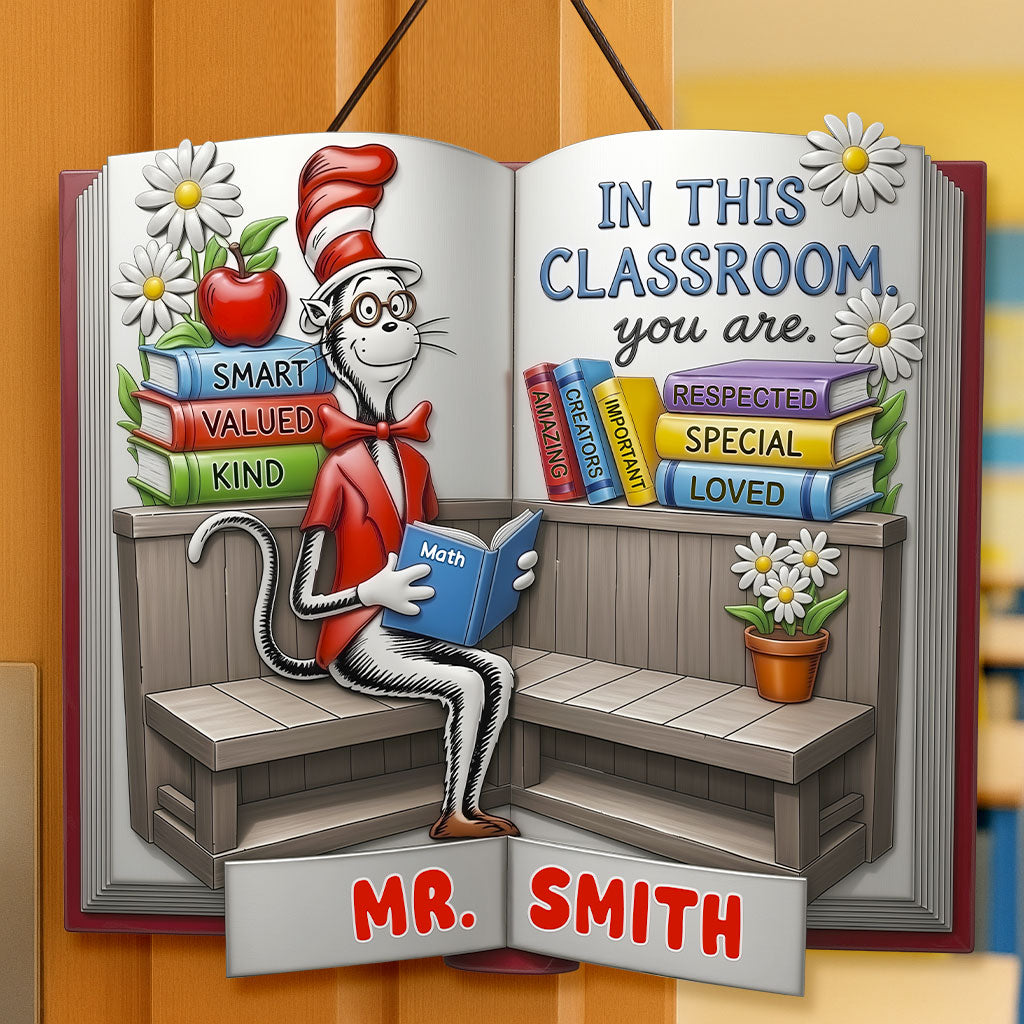 Red Hat Cat Wood Sign - Personalized Gifts For Teachers 04tgti070725-Homacus