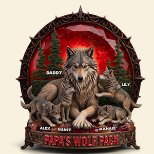 Papa's Wolf Pack Acrylic Plaque - Personalized Gifts For Dad 01TYTI040526-Homacus