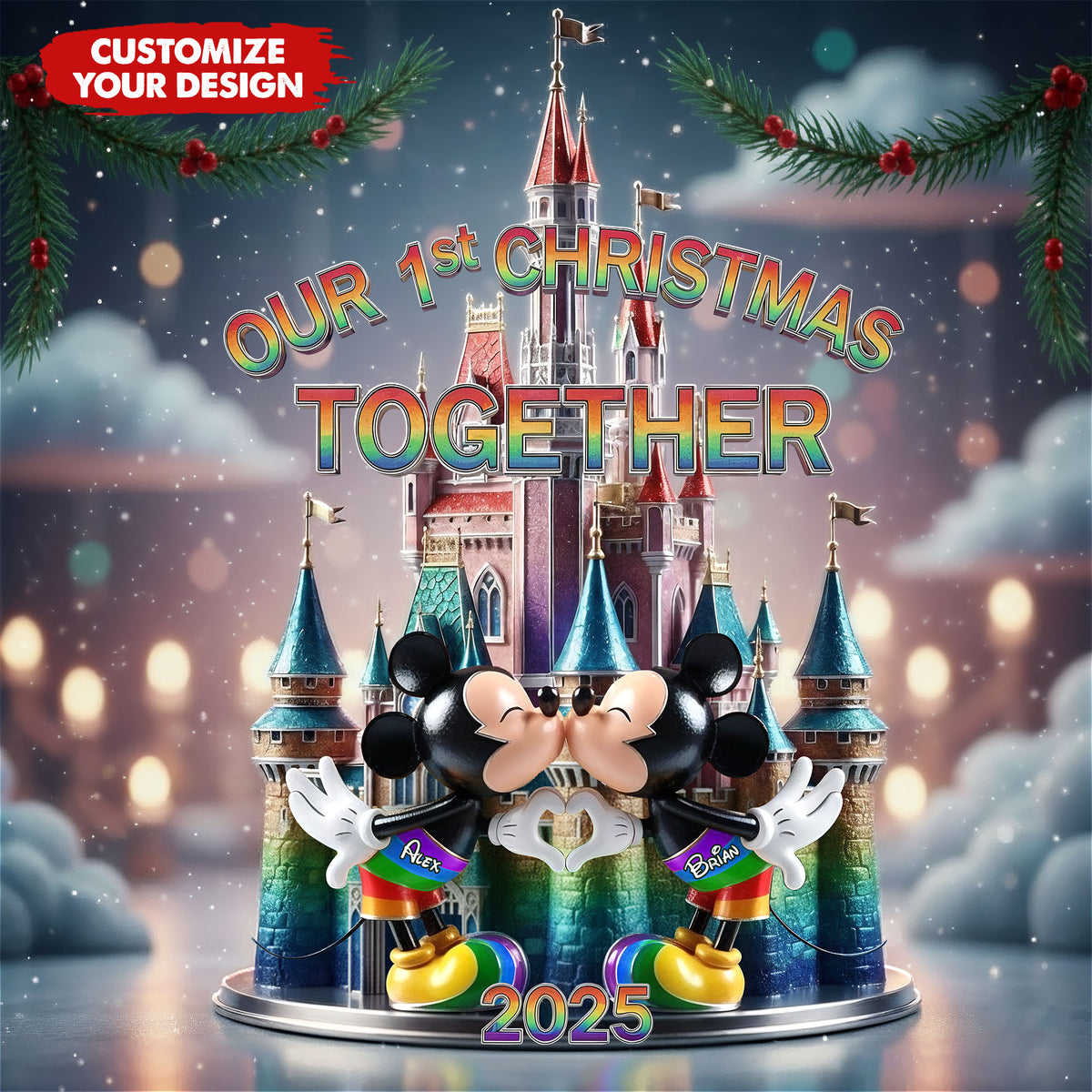 Pride First Christmas Together Acrylic Plaque, Personalized Gifts For LGBT Couple 03qhti051025-Homacus