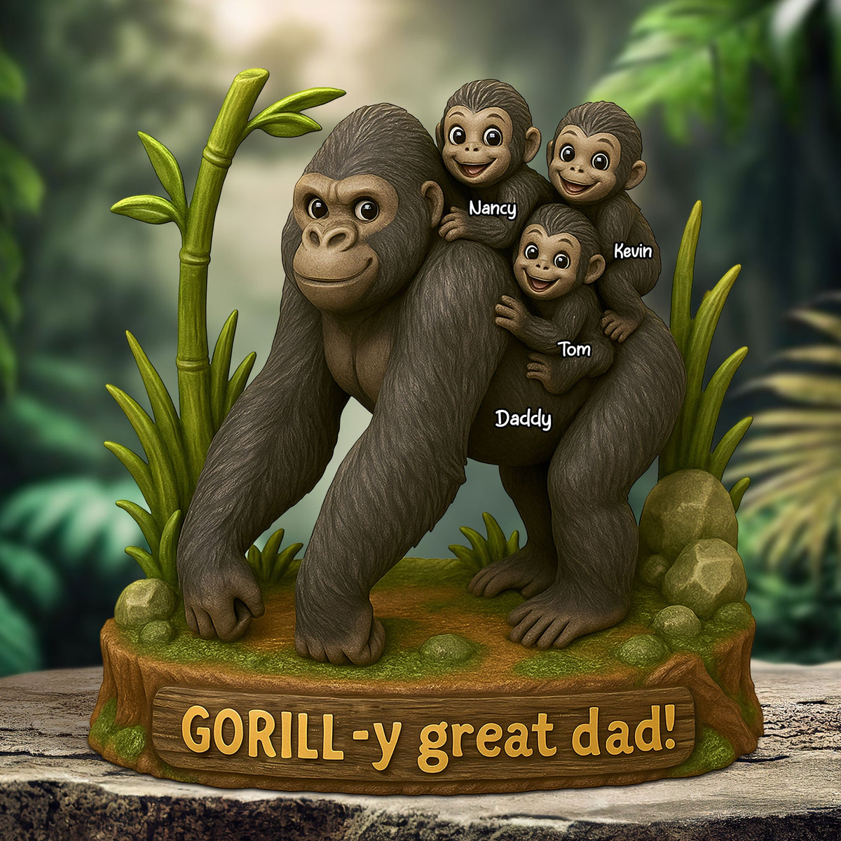 Gorilla Dad Plaque - Personalized Gifts For Dad 01nati120525-Homacus