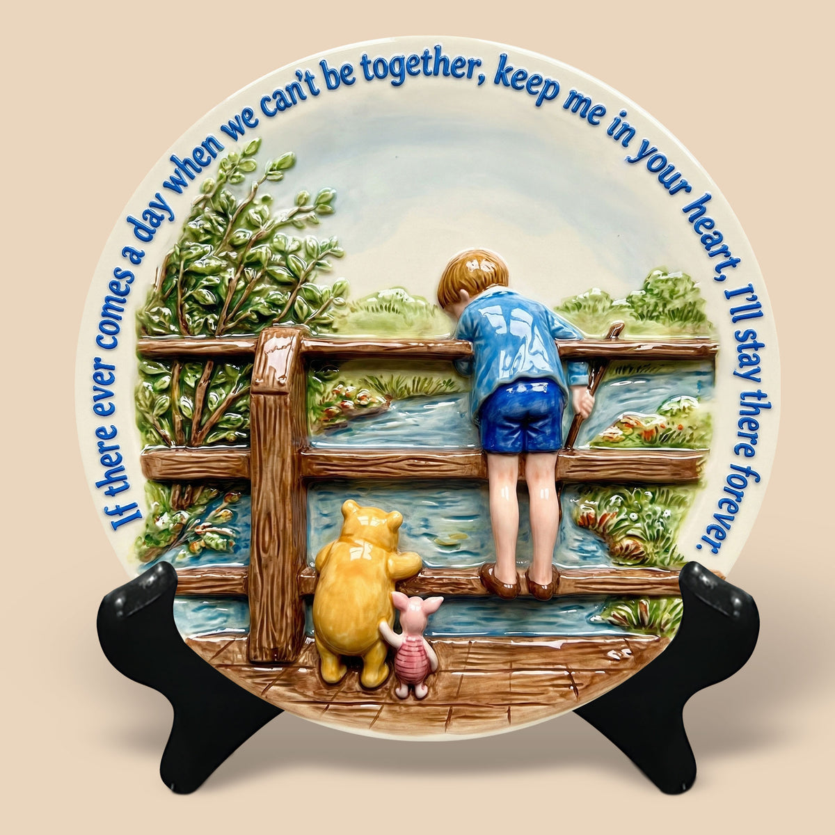 Anniversary Kid And Bear Plate - Personalized Gift For Kids Ceramic Round Plate 02HUTI160125-Homacus