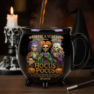 Three Spooky Sisters Cauldron Mug - Personalized Gifts For Horror Lovers 02ohti260825-Homacus