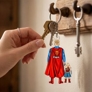 Power Dad And His Sidekicks - Personalized Gifts For Dad Keychain 071qhhu020525pa-Homacus