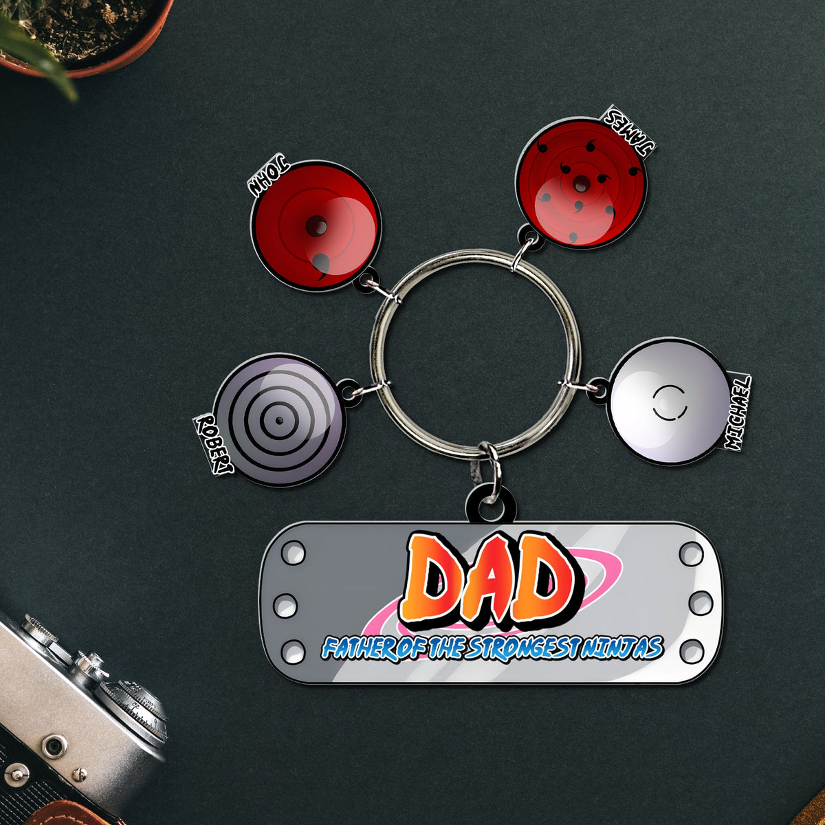 Personalized Gifts For Gamer Dad Keychain With Sharingan Charms 01OHDC290524-Homacus
