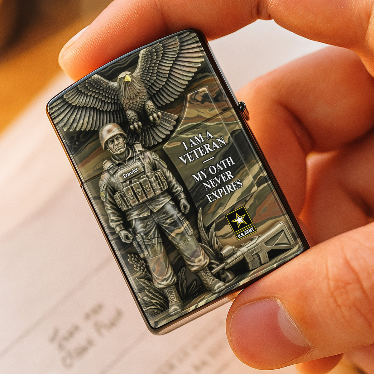 My Oath Never Expires - Custom Military Division Logo Lighter For Veteran-Homacus