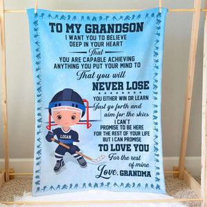 Gift For Kid, Personalized Blanket, Hockey Kid Blanket-Homacus
