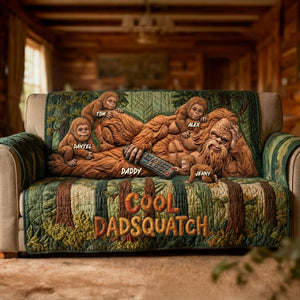 Fun Sasquatch Dad Resting Quilted Sofa Cover - Personalized Gifts For Dads 04QHTI170426-Homacus