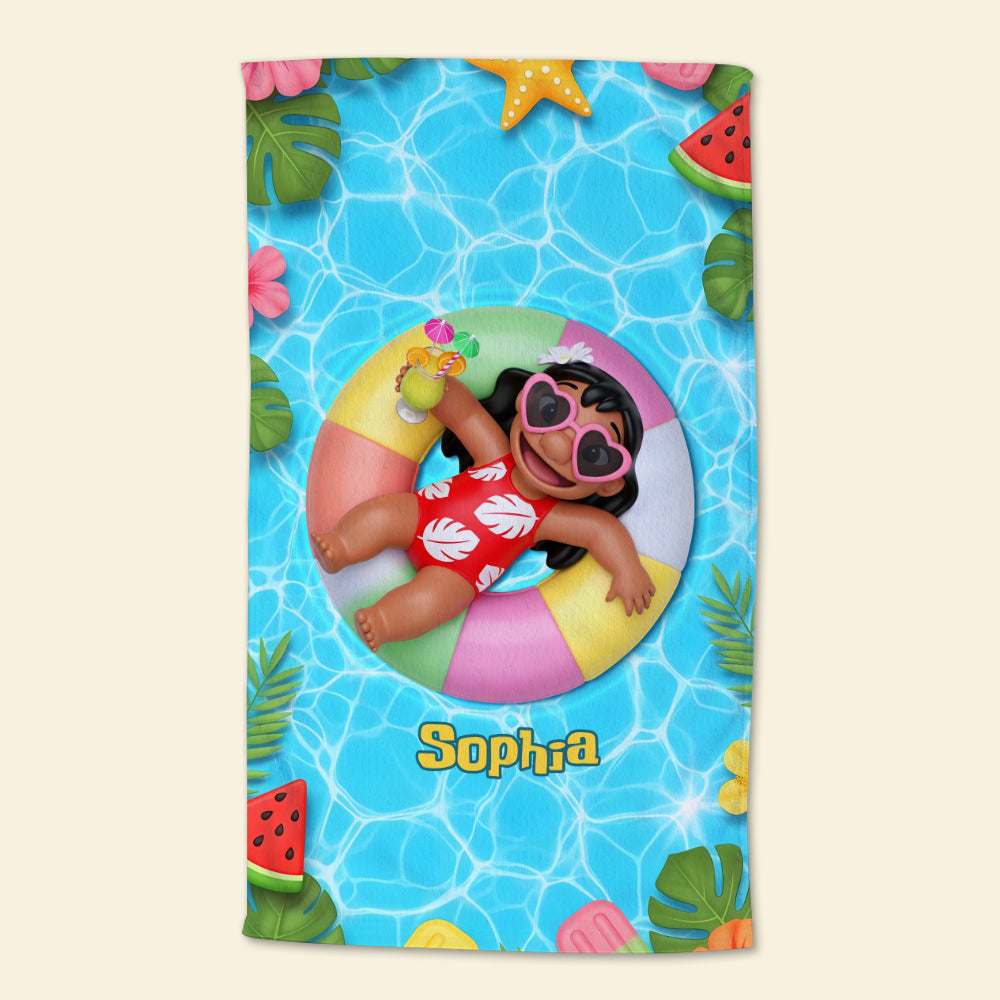 Cute Ailen Beach Towel - Personalized Gifts For Cartoon Lovers 01pgti010825-Homacus