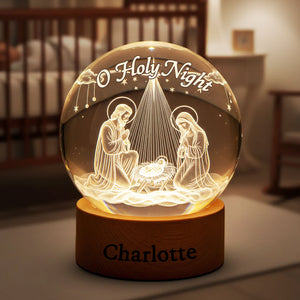Nativity O Holy Night Crystal Ball Night Light - Personalized Gifts For Christian Night Light 02PGTI211025-Homacus