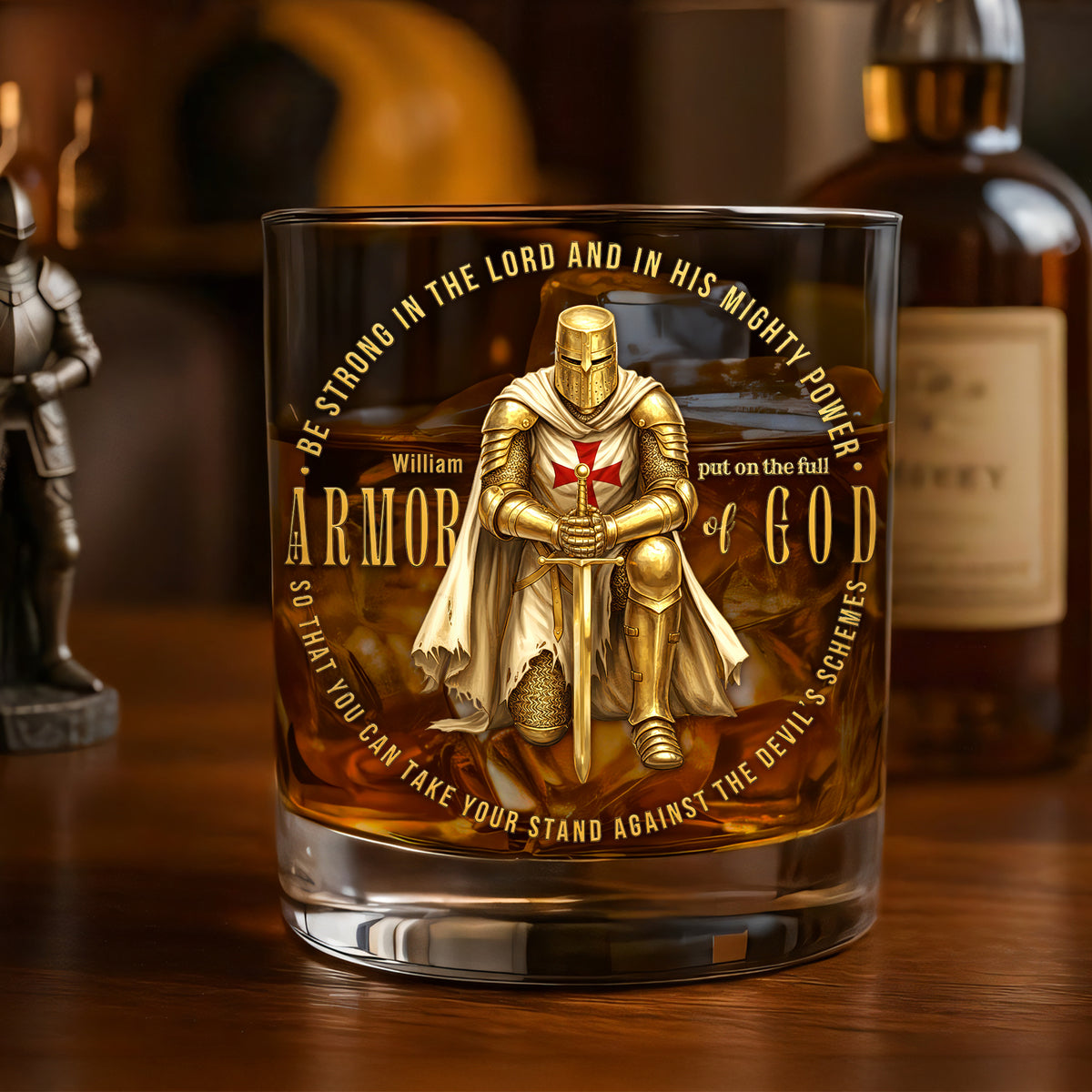 Kneeling Knight Armor Of God Round Glass - Personalized Gifts For Christians Glass 03HUTI041225-Homacus