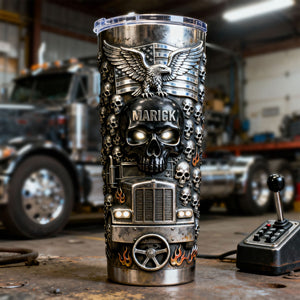 Fierce Trucker Skull Tumbler, Personalized Gifts For Trucker 02qhti080126-Homacus