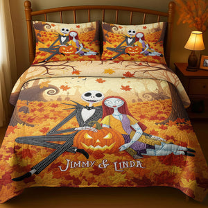 Autumn Horror Couple Quilt Bedding Set - Personalized Gifts For Couple 05pgti180725-Homacus