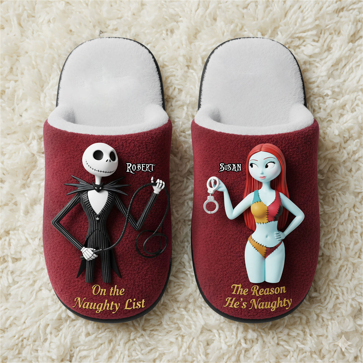 Spooky Naughty Couple Slippers - Personalized Gifts For Couples 04NATI081025-Homacus