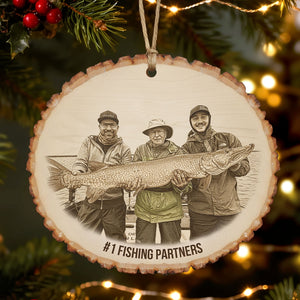 Custom Photo Engraved Effect Wood Ornament, Personalized Gifts For Fishing Lovers 04qhti071025-Homacus
