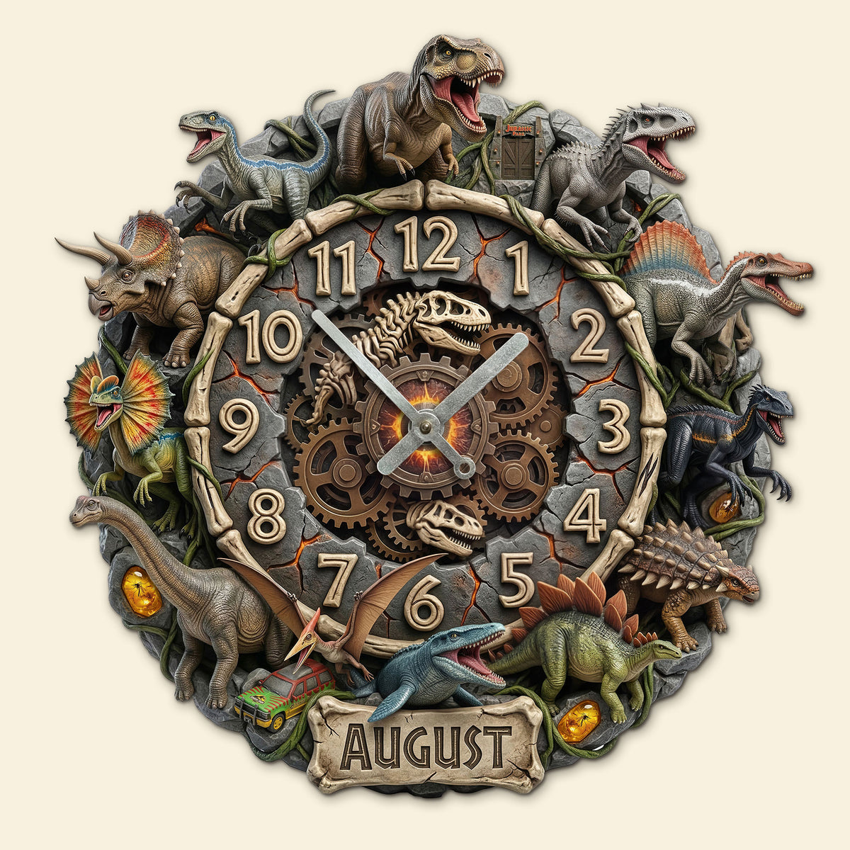Dinosaur Acrylic Hanging Wall Clock - Personalized Gifts For Dinosaur Lovers 02huti140326-Homacus