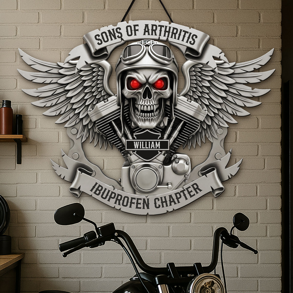 Motorcycle Skull Metal Sign - Personalized Gifts For Biker 06qhti120625-Homacus