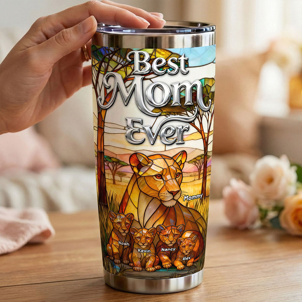 Lion Mom And Kids 20oz Tumbler - Personalized Gifts For Mother's Day Tumbler 04TOTI230226-Homacus