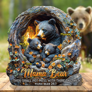 Christmas Mama Bear Plaque – Personalized Gifts For Mom 02huti09425 Mama & Her Cubs-Homacus