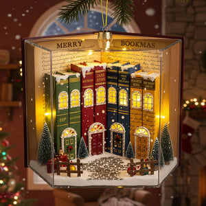 Book Town In A Jolly Christmas Night Acrylic Ornament, Personalized Gifts For Book Lovers 05qhti280825-Homacus