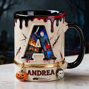 Horror Guy Alphabet Initial Letter Accent Mug, Personalized Gifts For Horror Fan 05QHTI120126-Homacus