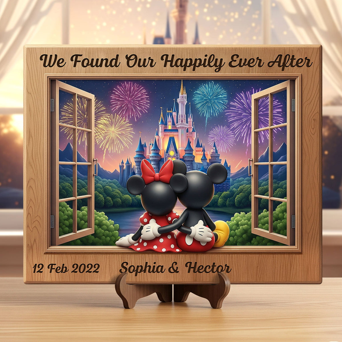 Cartoon Mouse Couple Wood Sign - Personalized Gifts For Couple 01ohti090625-Homacus