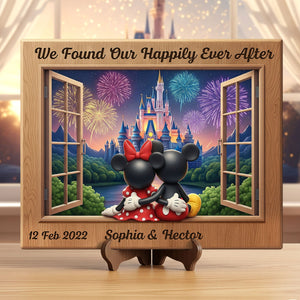 Cartoon Mouse Couple Wood Sign - Personalized Gifts For Couple 01ohti090625-Homacus