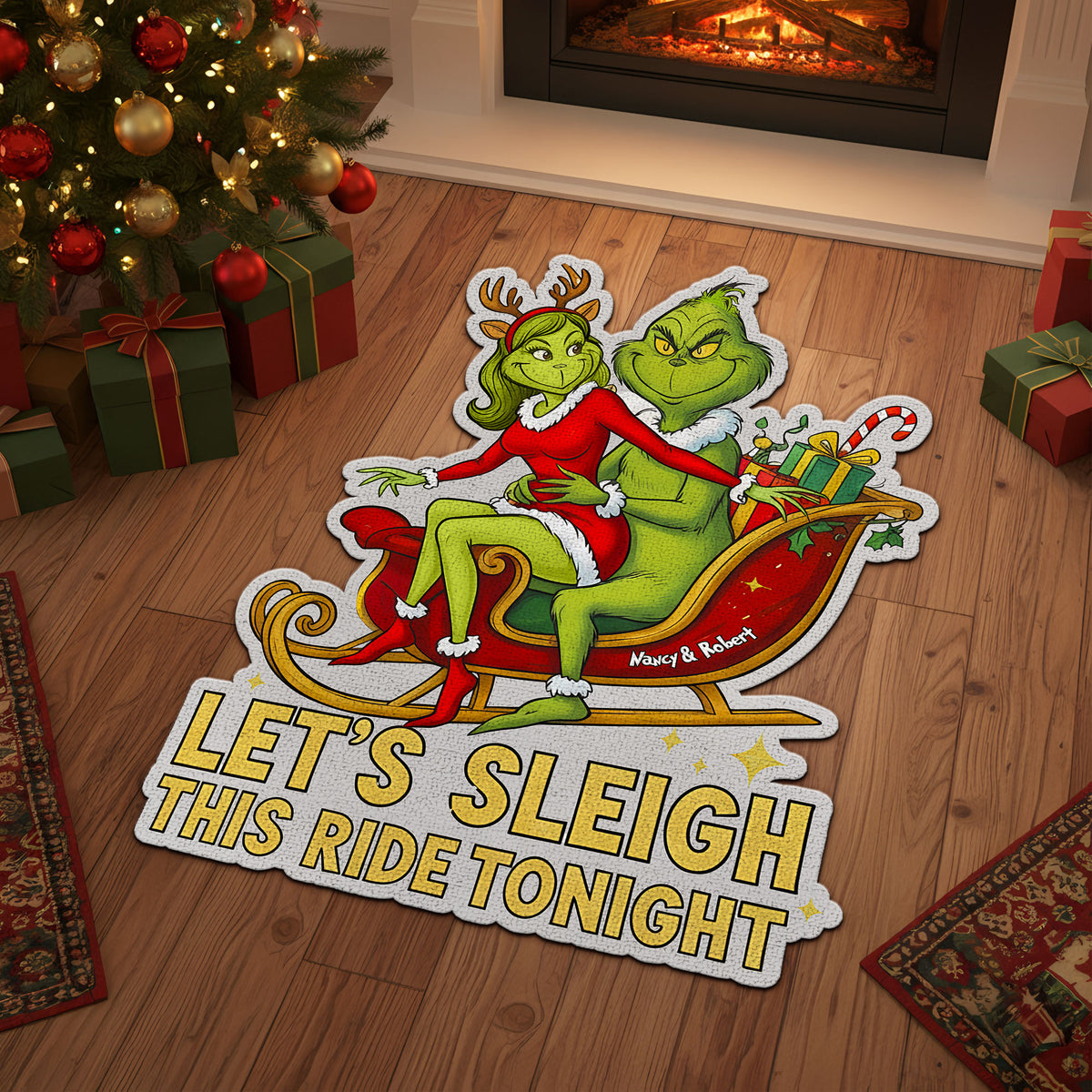 Let's Sleigh This Ride Couple Doormat - Personalized Gifts For Couple 04pgti120925-Homacus