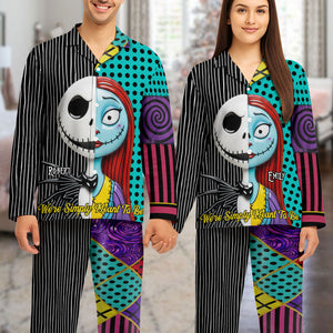 Spooky Couple Button Up Pajama Set - Personalized Gifts For Couple 01ohti270825-Homacus