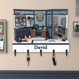 Police Office Wood Key Hanger - Personalized Gifts For Police Key Hanger 03HYTI021225-Homacus