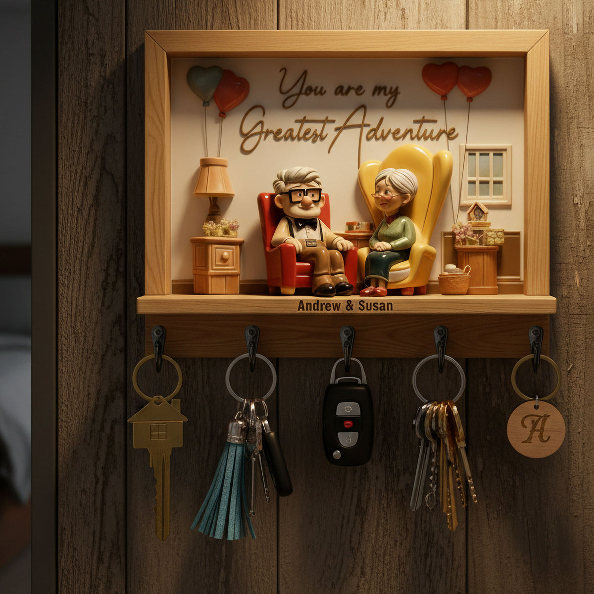 Romantic Couple Acrylic Key Hanger – Personalized Gifts For Couple 05kiti150126-Homacus