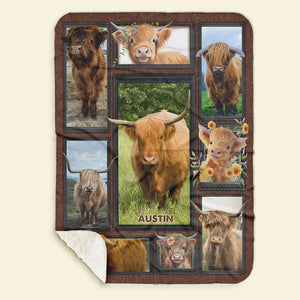 Highland Cow - Personalized Photos Collage Blanket 021qhti311224-Homacus