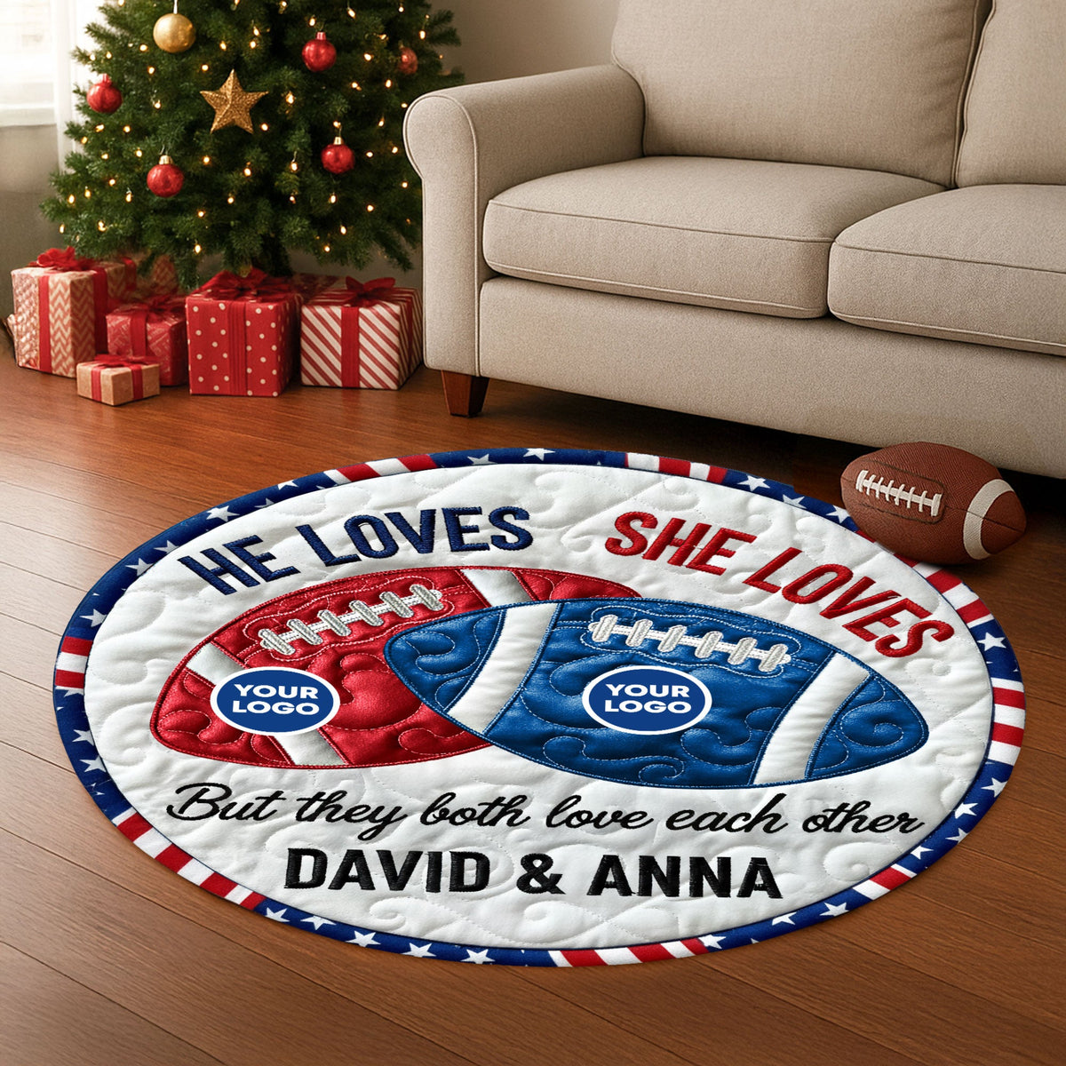 House Divided Quilted Round Mat - Personalized Gifts For Couple 02huti250925-Homacus