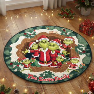 Green Monster Family Quilted Round Mat - Personalized Gifts For Family 03nati260925-Homacus
