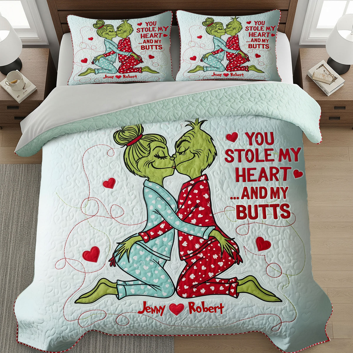 Humorous Romantic Couple Quilt Bed Set, Personalized Gifts For Couple 01qhti230725-Homacus