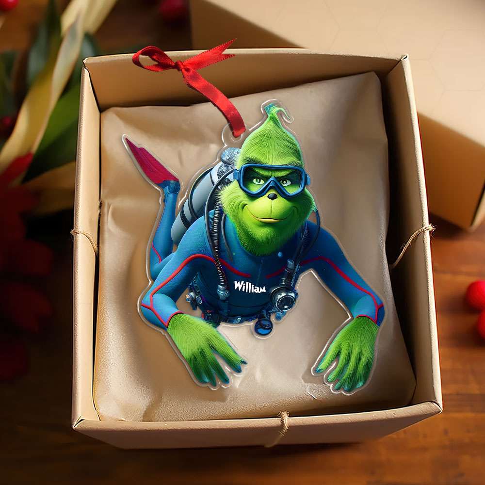 Personalized Christmas Gifts, Green Monster Scuba Diving Acrylic Ornament 04OHTI251124-Homacus