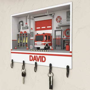 Fire Station Key Hanger - Personalized Gift For Firefighter 04HYTI021225-Homacus