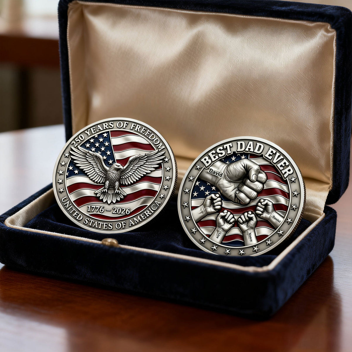 250th Anniversary USA Printed Metal Coin - Personalized Gifts For Dad 03nati270226-Homacus