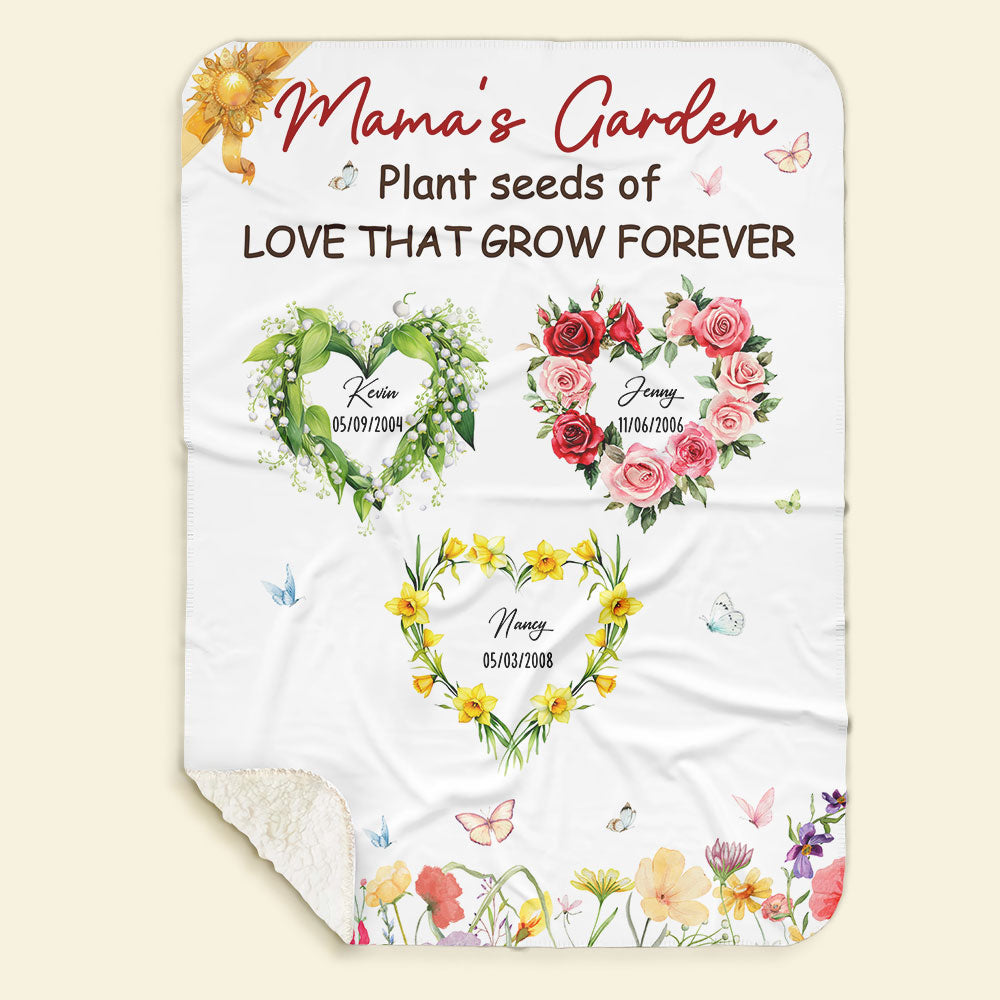 Personalized Gifts For Mom Blanket, Birth Moth Flower Heart 03qhti280325-Homacus