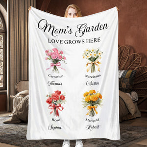 Personalized Gifts For Mom Blanket Mom's Garden-Homacus