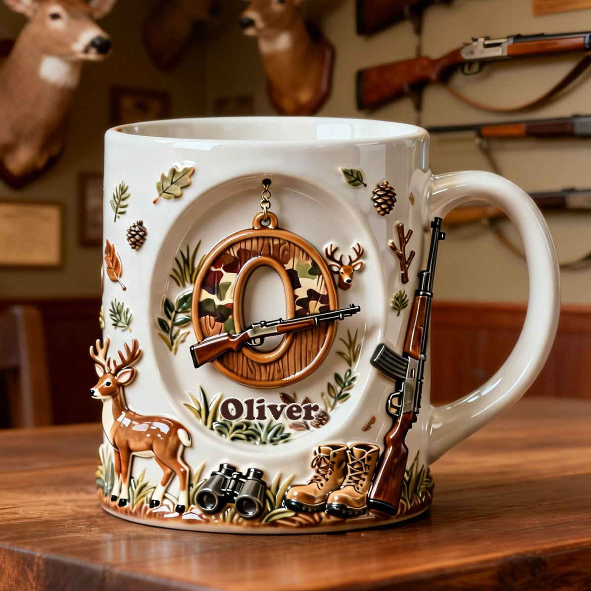 Rustic Hunting Initial Letter Coffee Mug - Personalized Gifts For Hunters 04NATI170126-Homacus
