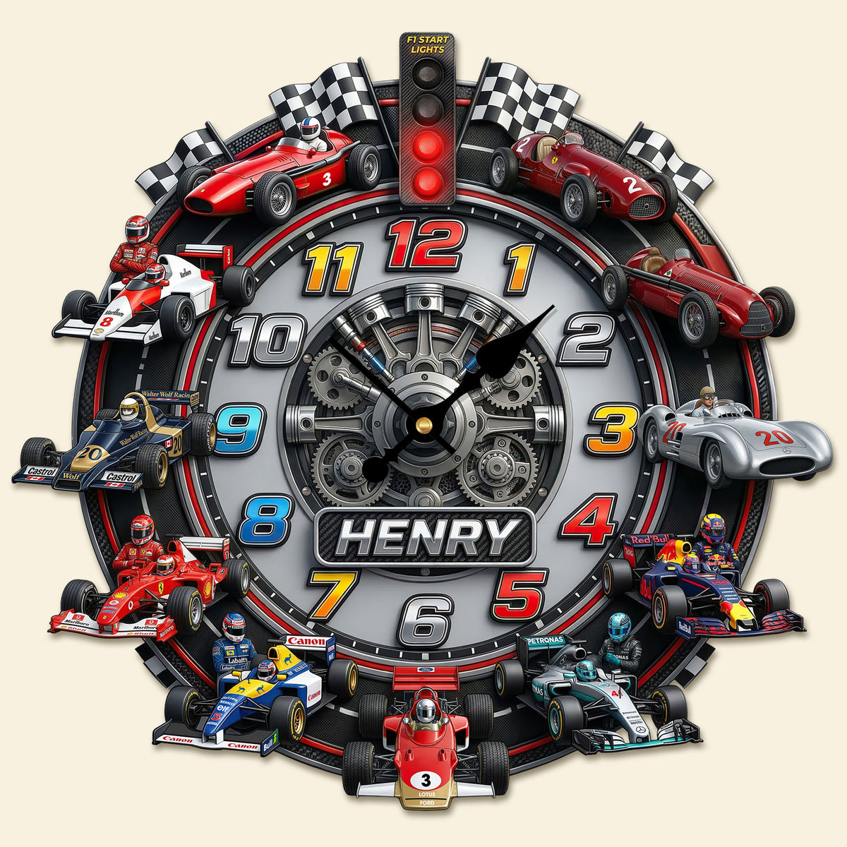 Racing Cars Acrylic Hanging Wall Clock - Personalized Gifts For Racing Lovers 04huti160326-Homacus