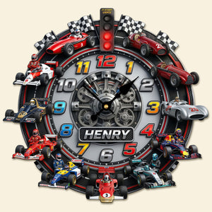 Racing Cars Acrylic Hanging Wall Clock - Personalized Gifts For Racing Lovers 04huti160326-Homacus