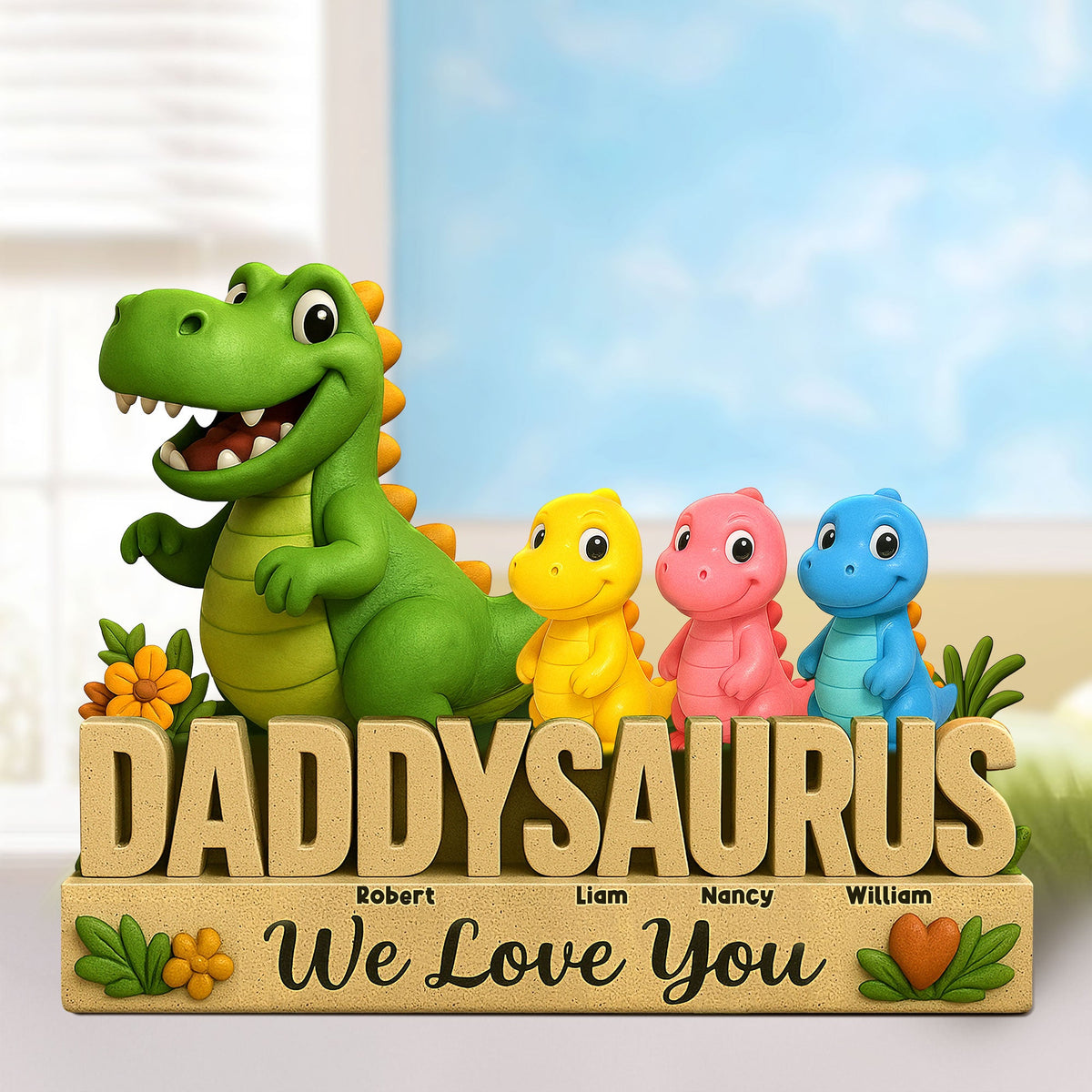 Dinosaur Dad Plaque - Personalized Gifts For Dad 01nati160425-Homacus