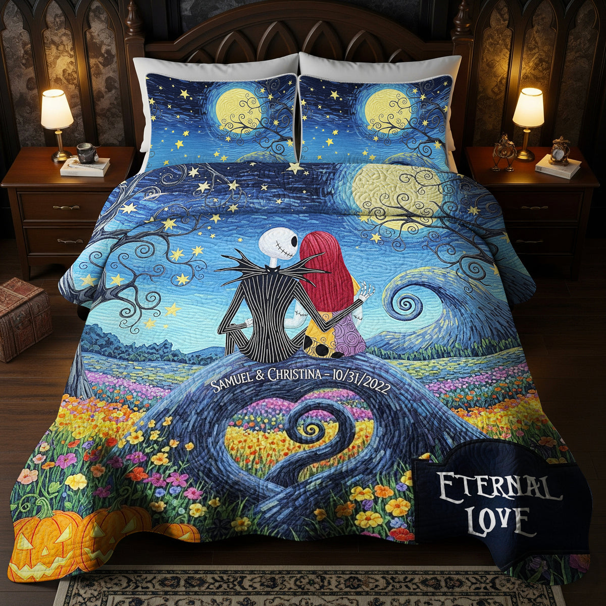 Horror Couple Quilt Bedding Set - Personalized Gifts For Couple 01qhti120825-Homacus